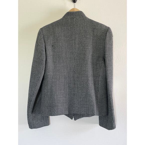 vintage TAILORED BY HARLAN usa black white textured 100% wool mock blazer - Picture 6 of 11